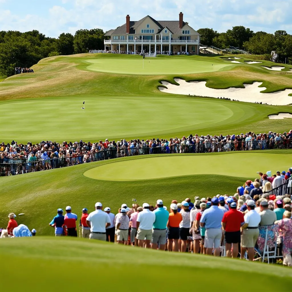 Aerial view of the Travelers Championship golf course